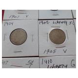 (9) Liberty "V" Nickels