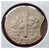 1980-D Dime - Double Clipped Error!