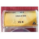 1921-D Walking Liberty Half Dollar ANACS VG8 - KEY DATE!!