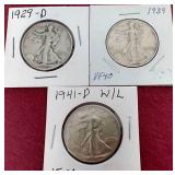 (3) Walking Liberty Half Dollars