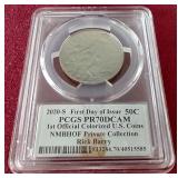 2020-S Basketball HOF Commemorative Half Dollar - PR70 Signed by Rick Barry!