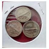 (3) 1936 Mercury Dimes - P/D/S