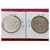 (2) 1964 90% Silver Kennedy Half Dollars