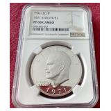1971-S Silver Eisenhower "Peg Leg R" - NGC PF68 Cameo