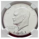 1971-S Silver Eisenhower "Peg Leg R" - NGC PF68 Cameo