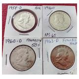 (4) Franklin Half Dollars