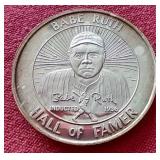 RARE Babe Ruth & Lou Gehrig Silver Medallion