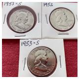 (3) Franklin Half Dollars