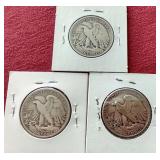 (3) Walking Liberty Half Dollars