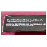 Awesome 2016 Canada Silver Maple Leaf Fractional Set (5) Coins With Box & COA