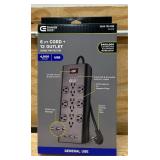 Commercial Electric 6 FT Cord + 12 Outlet Surge Protector