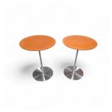 Bernhardt Design Quiet occasional table with a laminate top and a brushed stainless steel base.