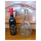 Glass George Washington Flask and Pepper Grinder Shaped as a Wine Bottle.