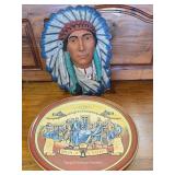 Miller Tin Platter, Indian Head Wall Hanging