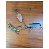 Lot of 3 Fishing Lures, Blue and Frog