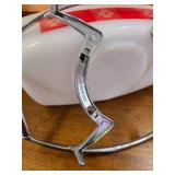 Federal Glass Country Kitchen Loaf Dish, Red Gingham Pattern with Metal Stand