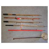 Lot of 5 Poles, One Bright Orange with Metal Dipper