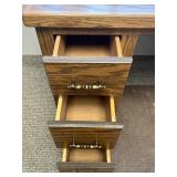 Wood Office Desk with 6 Drawers and Brass Handles