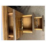 Wood Office Desk with 6 Drawers and Brass Handles