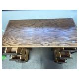 Wood Office Desk with 6 Drawers and Brass Handles