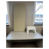 Office Desk, 4 Foot Folding Table, and White Step Stool Set