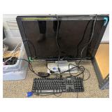 HP Desktop Monitor Bundle with Dell Keyboard, HP Mouse, Labtec Speakers, Copy Paper, and Workshop Cord