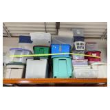 Collection of Assorted Plastic Storage Totes and Bins