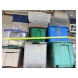 Collection of Assorted Plastic Storage Totes and Bins