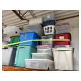 Collection of Assorted Plastic Storage Totes and Bins