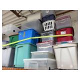 Collection of Assorted Plastic Storage Totes and Bins
