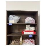 Tall Wood Bookshelf with Assorted Home Decor Items - contents not included