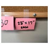 Pair of 23x17 Inch Cork Bulletin Boards with Wooden Frames