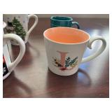 Collection of 7 Assorted Holiday and Novelty Mugs with Bottle