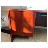 Wood Office Desk with Locking Storage and Keyboard Tray, 60x22x30 in