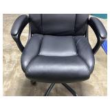 Black Faux Leather Swivel Office Chair with Armrests