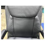 Black Faux Leather Office Chair with Adjustable Armrests and Casters
