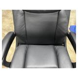 Black Faux Leather Office Chair with Adjustable Armrests and Casters