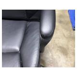 Black Faux Leather Office Chair with Adjustable Armrests and Casters