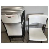 Set of 5 Lifetime White Folding Chairs with Steel Frames