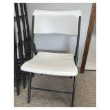 Set of 5 Lifetime White Folding Chairs with Steel Frames
