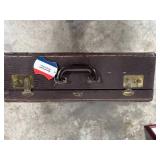 Framed Multnomah Falls Oregon Print, Large Black Frame, and Vintage Suitcase