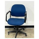 Blue Fabric Office Chair with Armrests and Casters