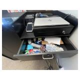 Black Retail Counter with Glass Display Case and Storage, 48x22x42 in - contents not inc