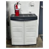 Plastic Storage Cabinet with Shelf, 48in Tall inc fire extinguisher