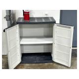 Plastic Storage Cabinet with Shelf, 48in Tall inc fire extinguisher