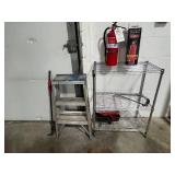 Tool Bundle: Keller 3-Step Ladder, Fire Extinguishers, Pry Bar, Metal Shelf and Saw