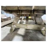 Wooden Picnic Table with Attached Benches, 6 Feet Wide