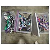 Lot of Assorted Plastic and Wire Hangers in Storage Totes