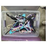 Lot of Assorted Plastic and Wire Hangers in Storage Totes
