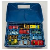 Vintage 24 Miniature Die Cast Car Carrying Case With Misc. Vintage Cars